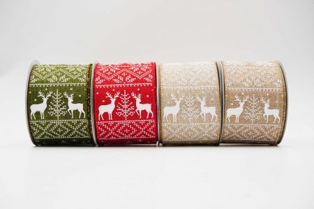 Knit Printed Reindeer.Tree Ribbon